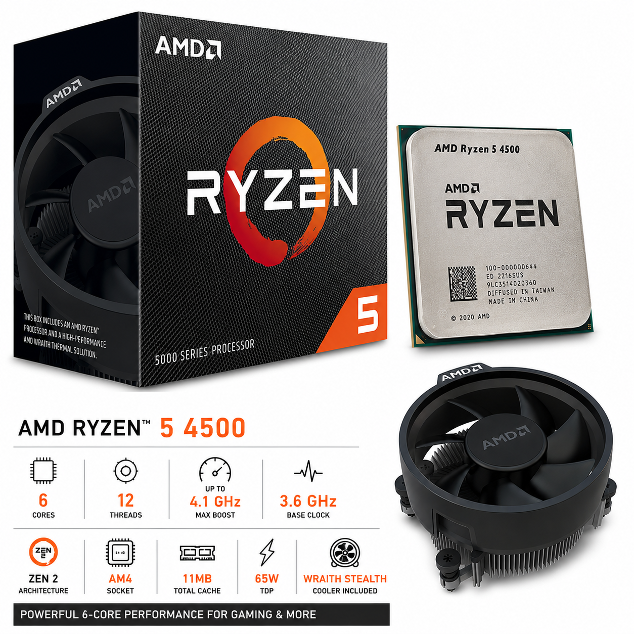 AMD Ryzen 5 4500 Desktop Processor | 6 Cores, 12 Threads, Up to 4.1GHz