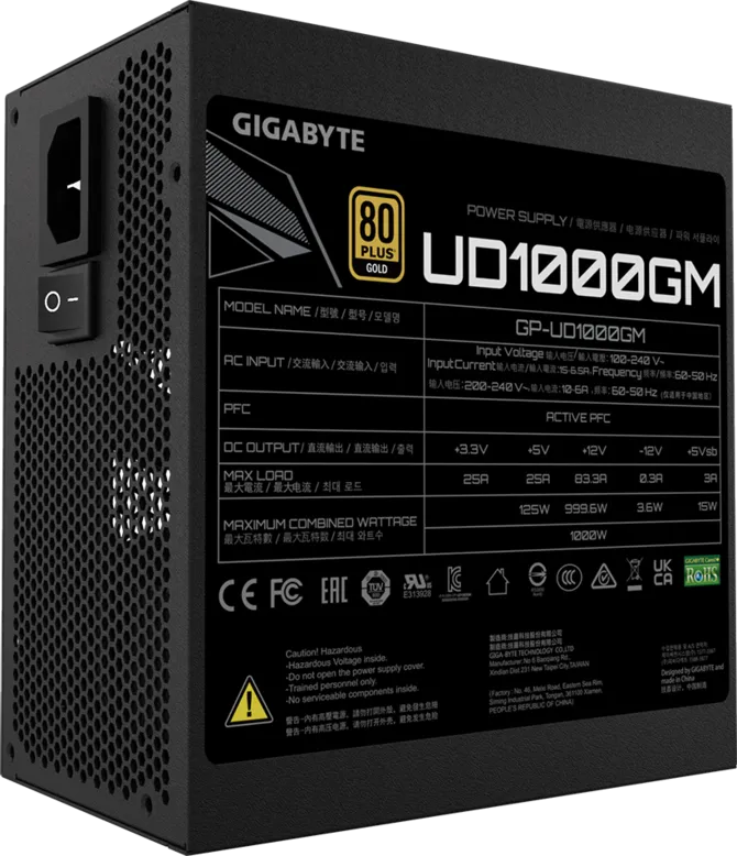 Gigabyte GP-UD1000GM 1000W 80 PLUS Gold Fully Modular Power Supply