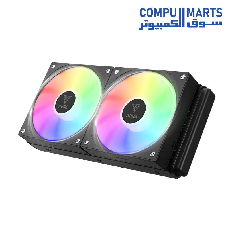 GAMDIAS AURA GL240 V2 ARGB 240mm AIO liquid CPU cooler - view 2