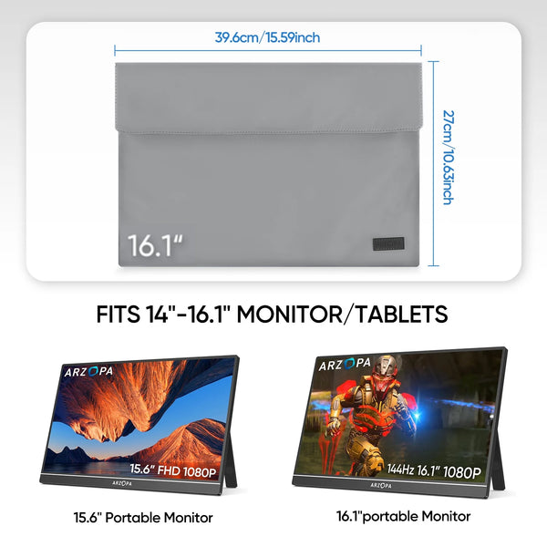 ARZOPA 16.1-inch portable monitor sleeve bag