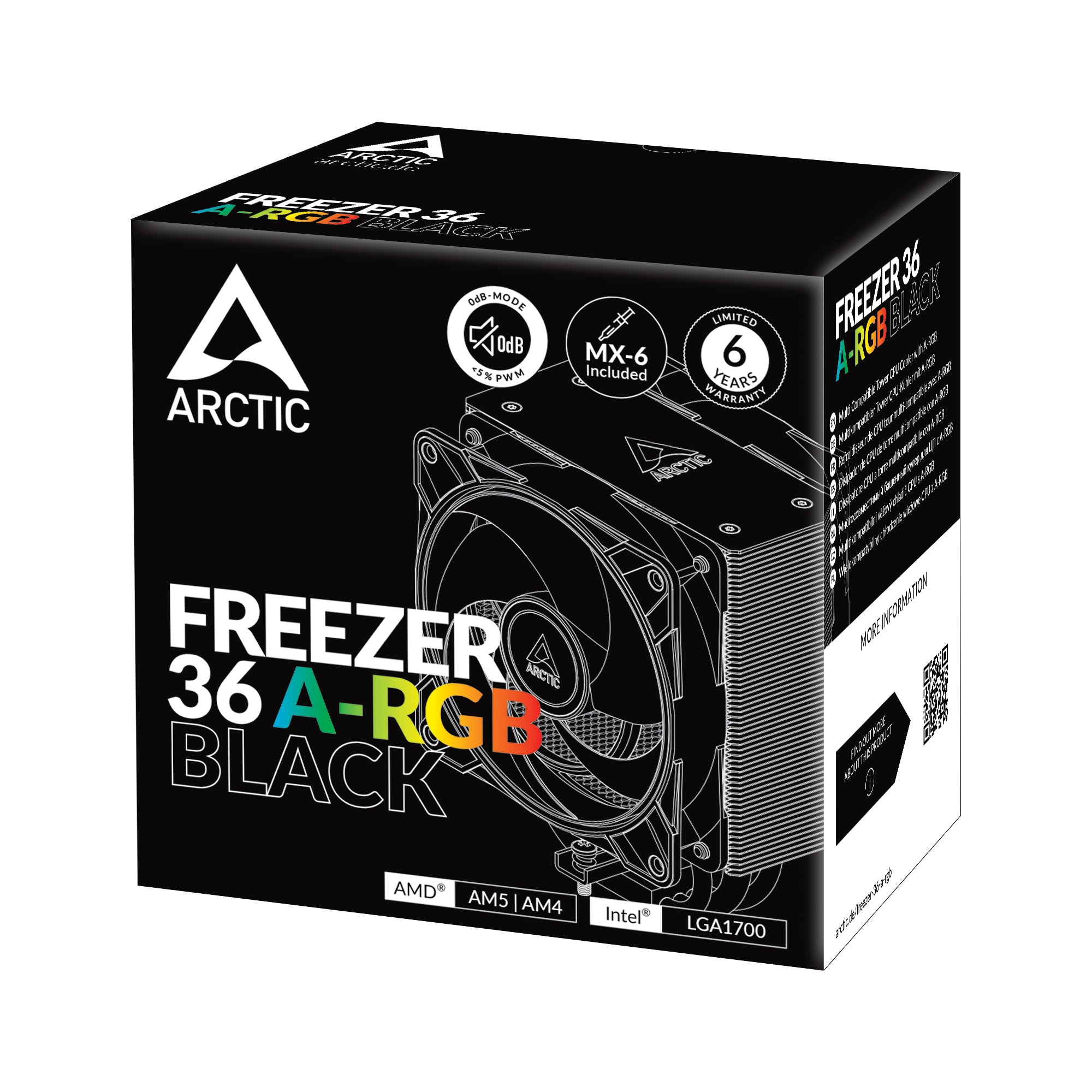 ARCTIC FREEZER 36 A-RGB BLACK DUAL FAN CPU AIR COOLER