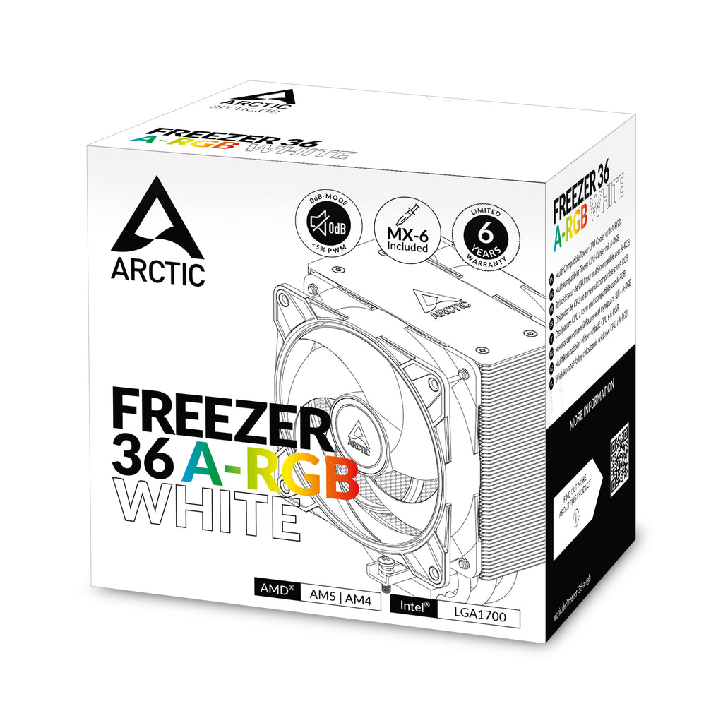 ARCTIC FREEZER 36 A-RGB WHITE DUAL FAN CPU AIR COOLER