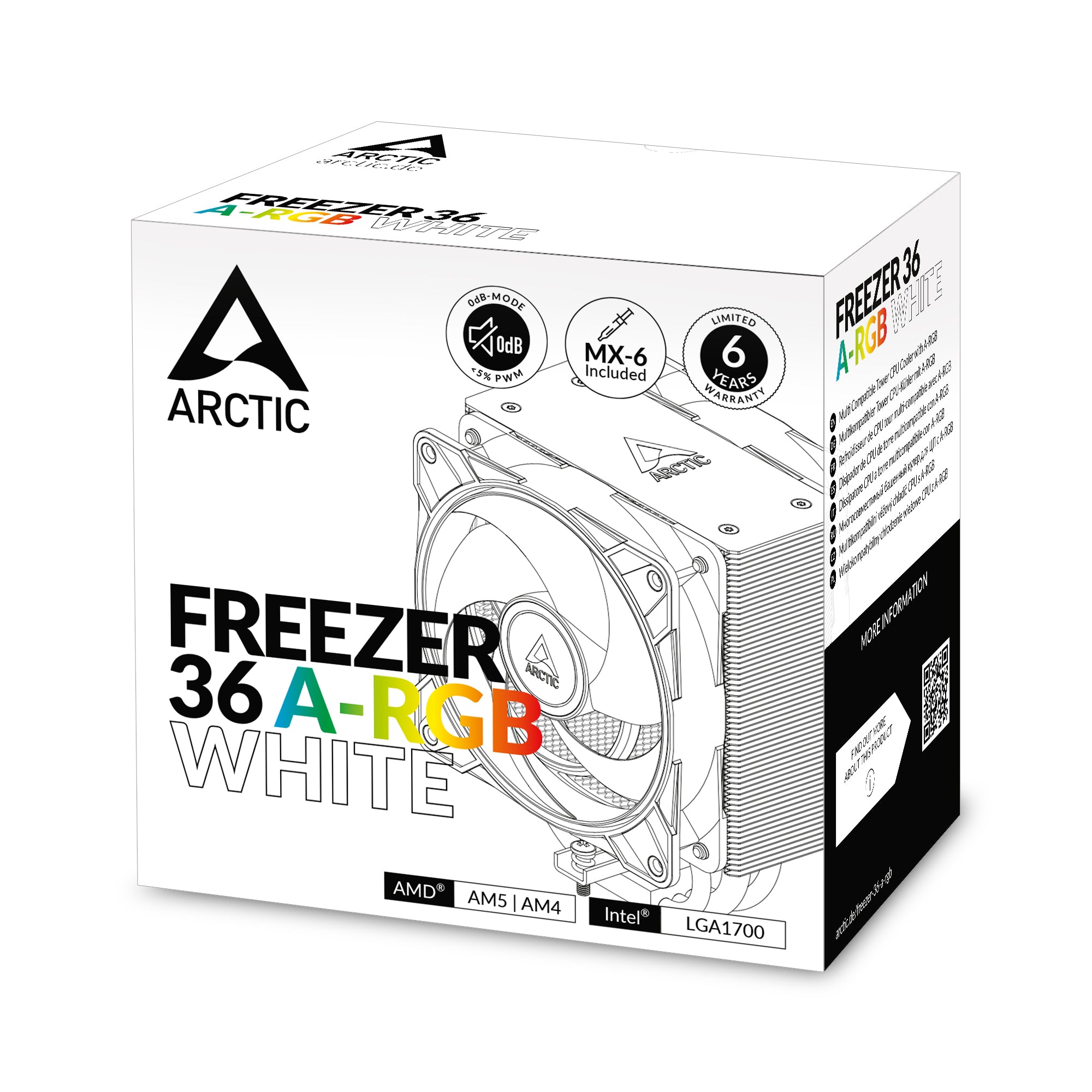 ARCTIC FREEZER 36 A-RGB WHITE DUAL FAN CPU AIR COOLER