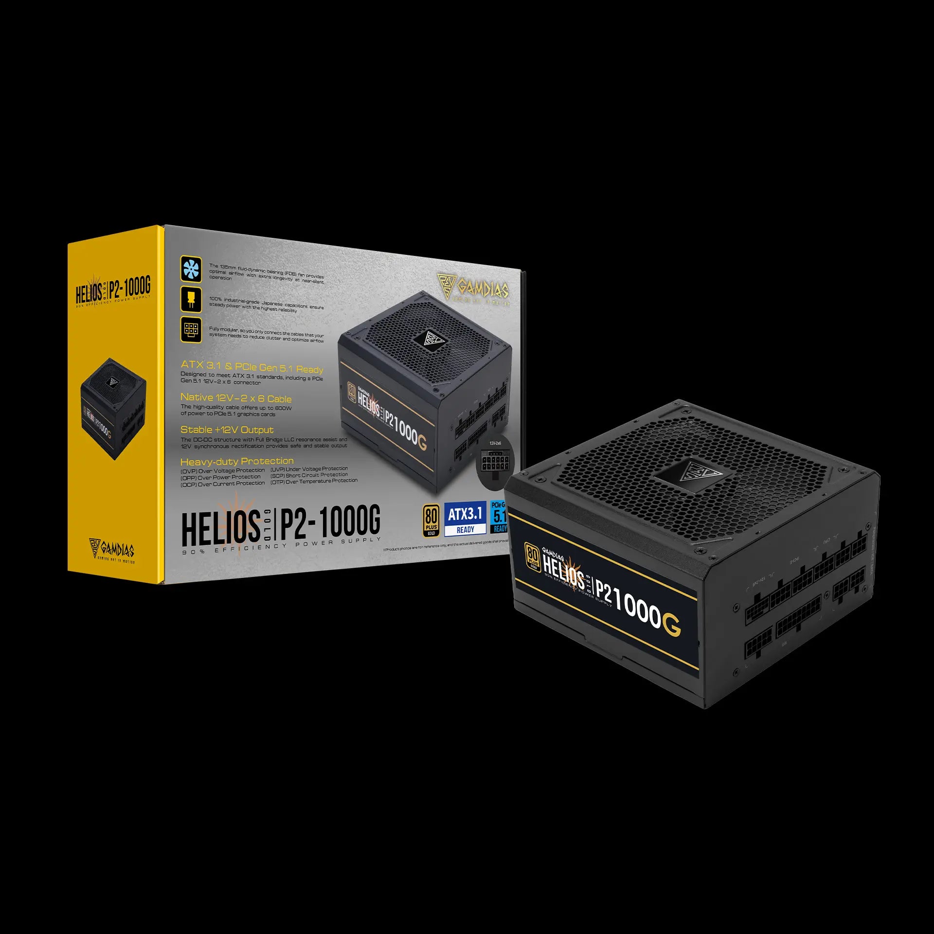 GAMDIAS HELIOS P2-1000G 1000W 80 PLUS Gold Fully Modular Power Supply