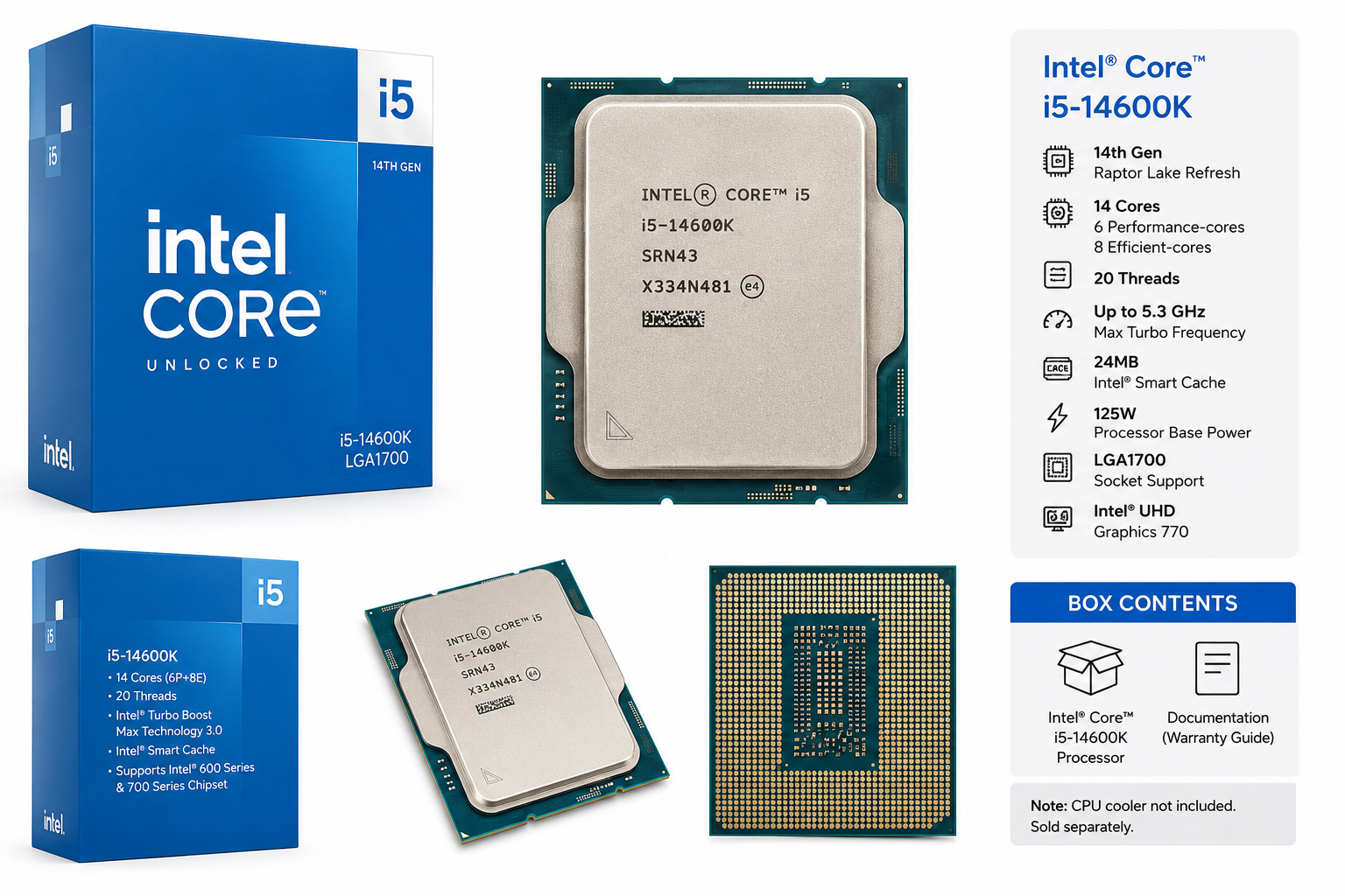 Intel Core i5-14600K Retail Box Desktop Processor | 14 Cores, 20 Threads, Up to 5.3GHz