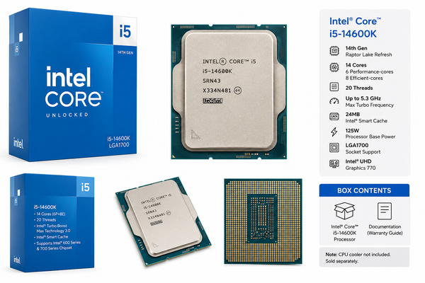 Intel Core i5-14600K Retail Box Desktop Processor | 14 Cores, 20 Threads, Up to 5.3GHz