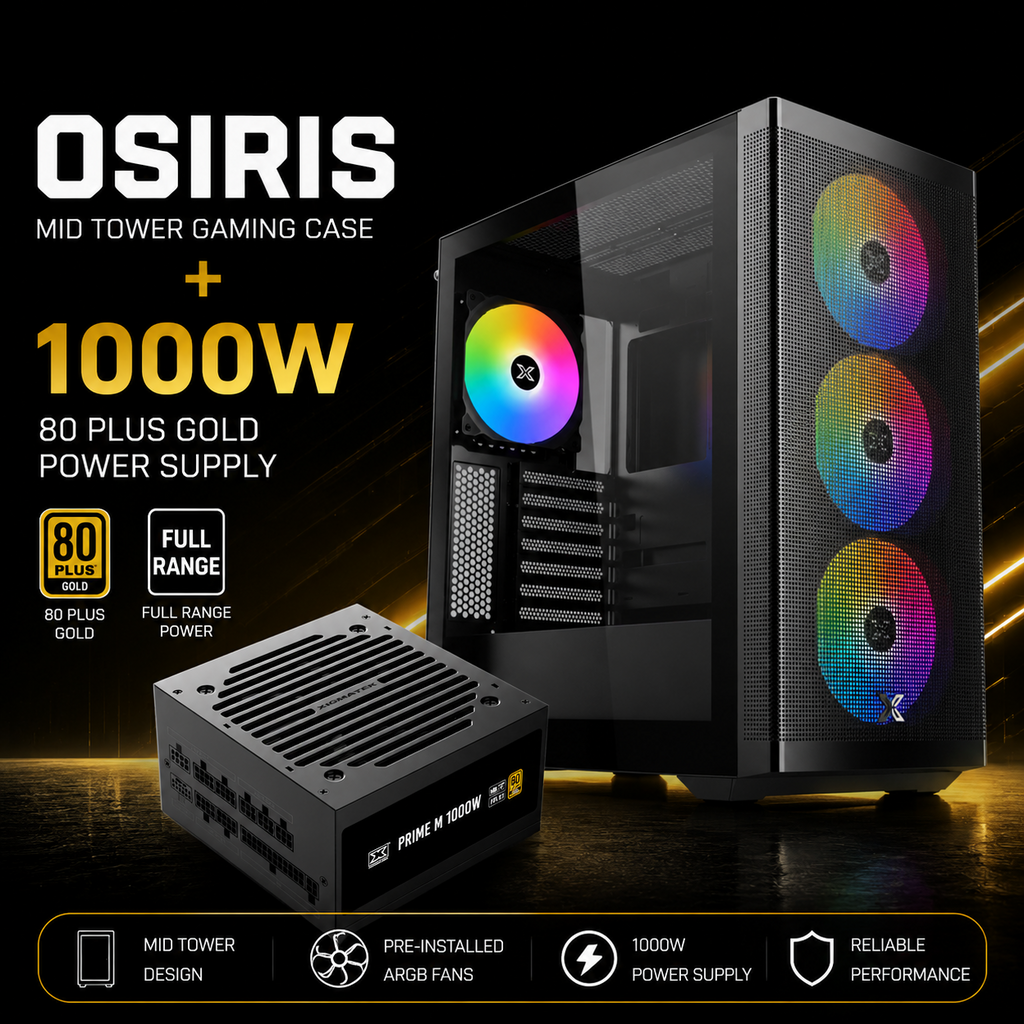 Xigmatek Osiris Mid Tower Gaming Case with 1000W 80 Plus Gold Power Supply