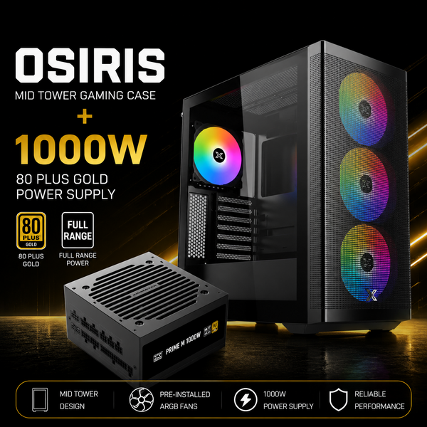 Xigmatek Osiris Mid Tower Gaming Case with 1000W 80 Plus Gold Power Supply