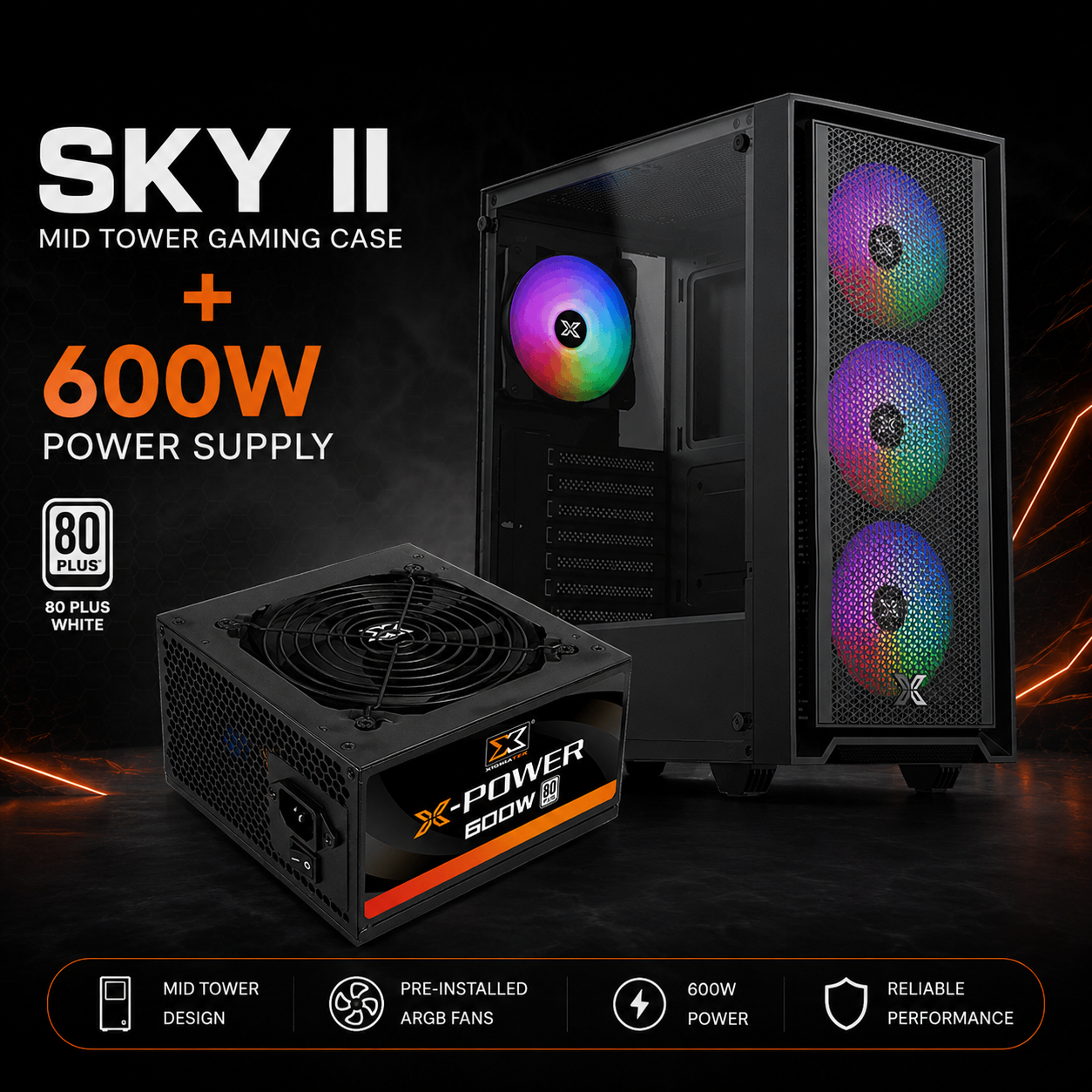 Xigmatek Sky II Mid Tower Gaming Case with 600W Power Supply