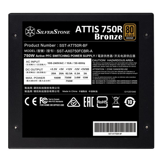 SilverStone ATTIS 750W 80 PLUS Bronze Power Supply