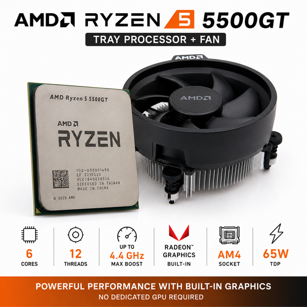 AMD Ryzen 5 5500GT Tray Processor + Fan | 6 Cores, 12 Threads, Radeon Graphics, Up to 4.4GHz