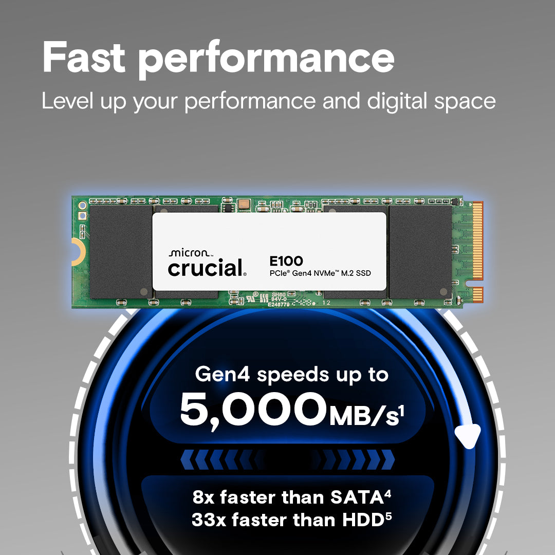 Crucial E100 2TB Gen4 M.2 NVMe 2280 SSD