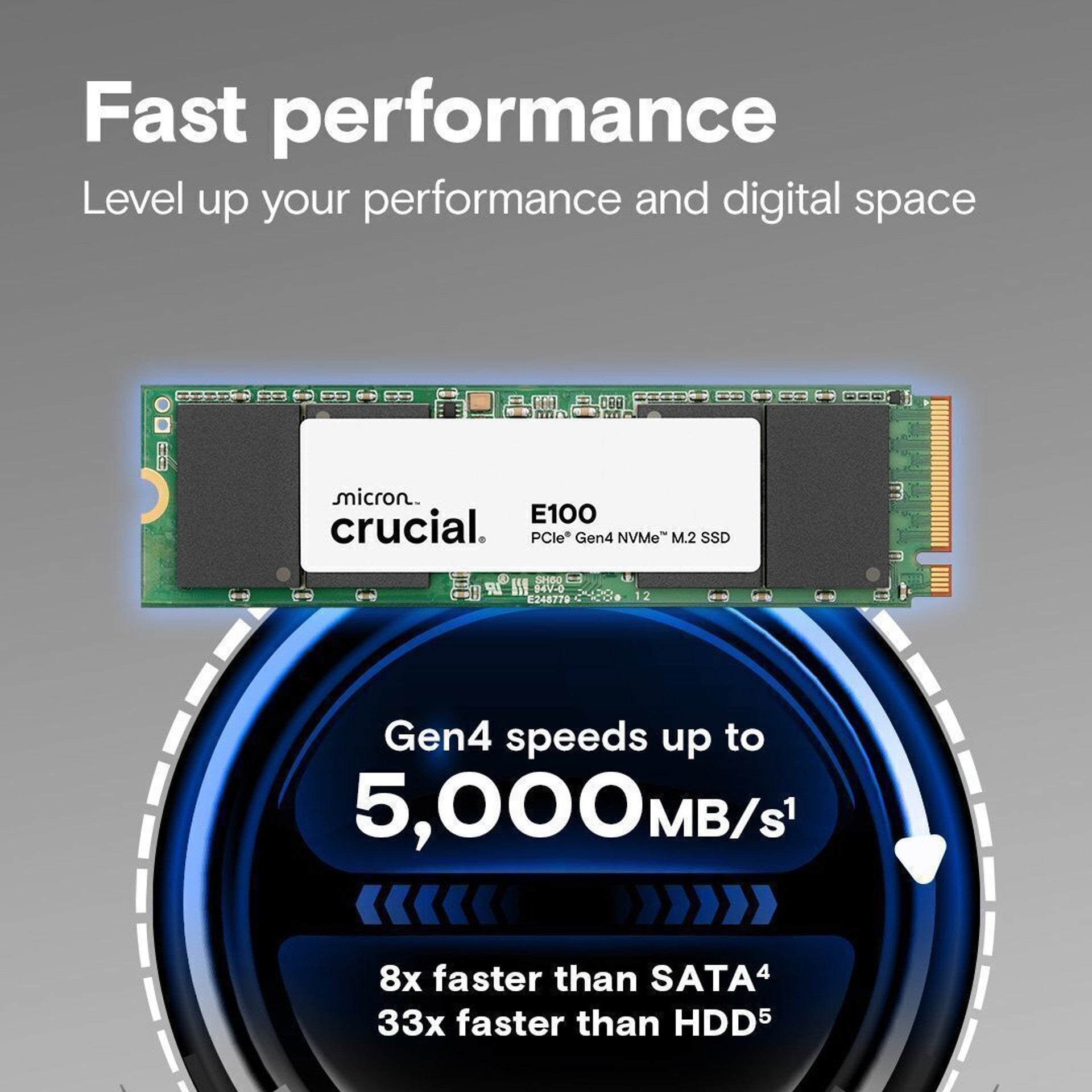 Crucial E100 480GB Gen4 M.2 Nvme 2280 SSD