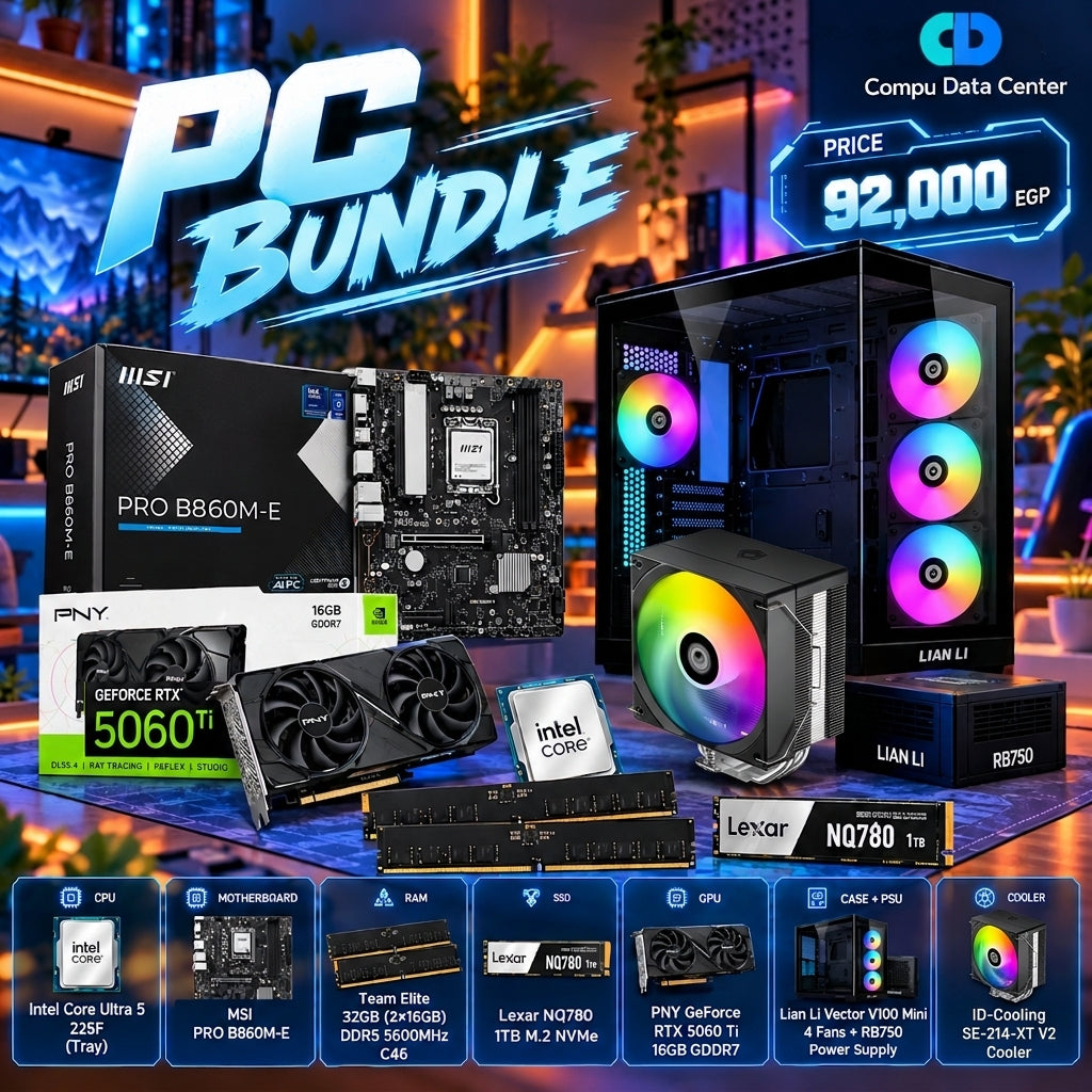 Intel Core Ultra 5 225F + RTX 5060 Ti 16GB Gaming PC Bundle | 32GB DDR5, 1TB SSD