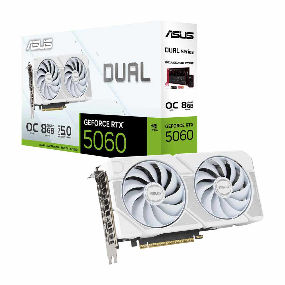 ASUS DUAL GeForce RTX 5060 8GB GDDR7 OC Edition White graphics card