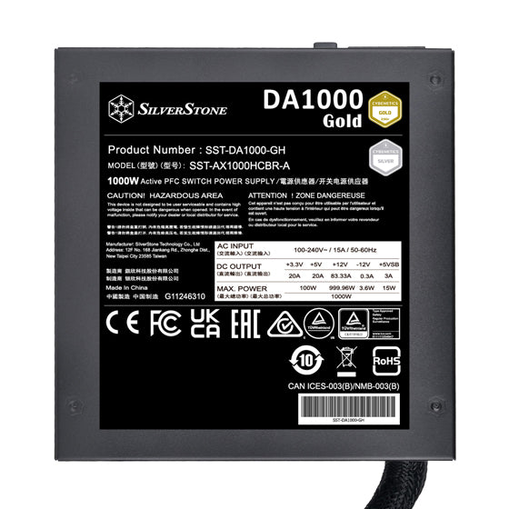 SilverStone DA1000R Gold 1000W Fully Modular Power Supply