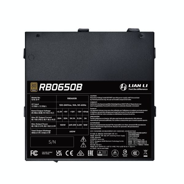 LIAN LI RB650 650W 80 PLUS BRONZE ATX3.1 Power Supply