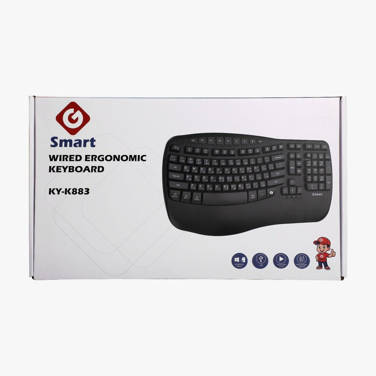 SMART KY-K883 wired ergonomic keyboard - retail box