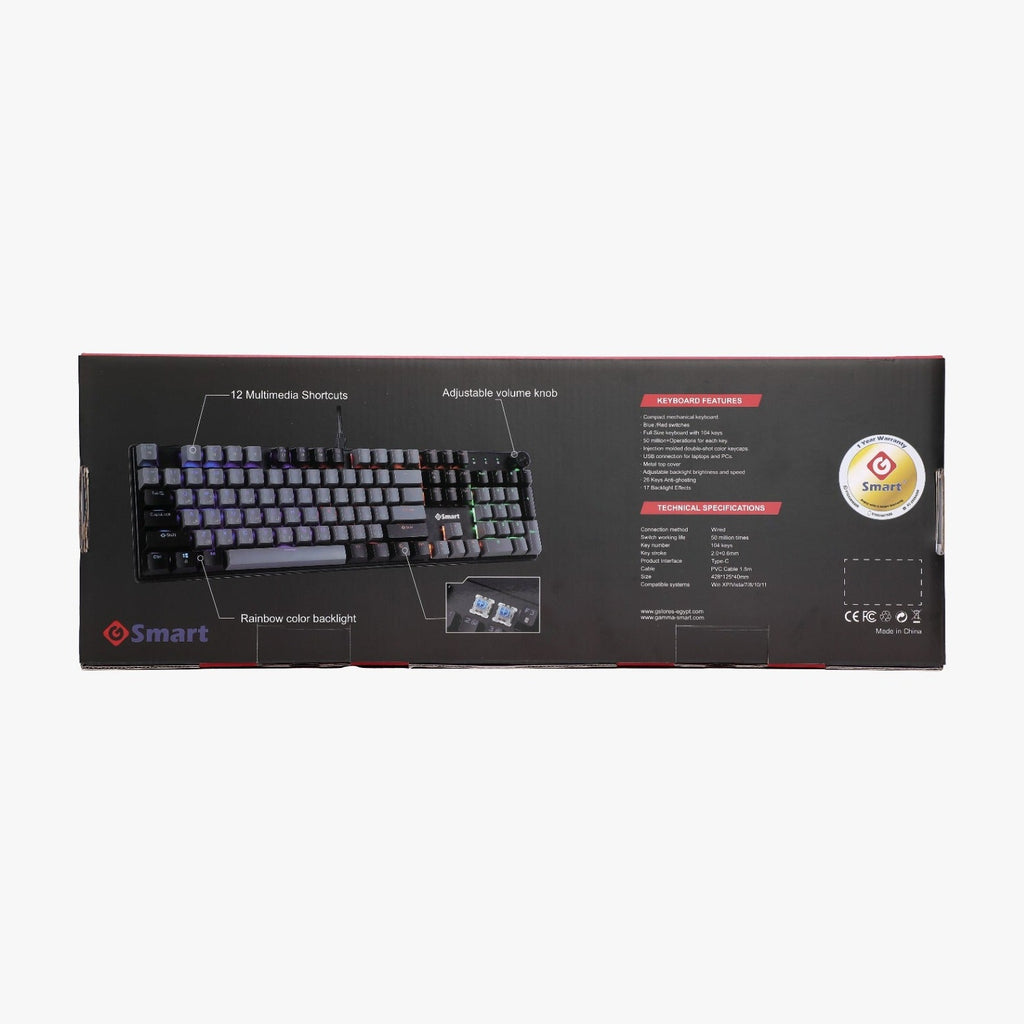 SMART KY-MK136B mechanical gaming keyboard - retail box back